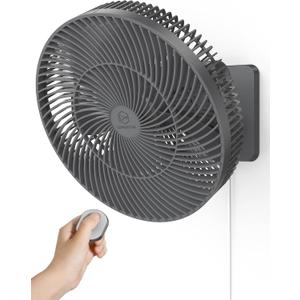 Shinebella 12 Inch Wall-Mounted Oscillating Fan with Remote - 4 Quiet Speeds, 90 Rotation, Timer for Bedroom, RV, Bathroom,Includes Adapter & 8.2ft Cord, Easy to Clean, Adjustable Tilt, Home Cooling