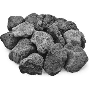 Skyflame 10LB Natural Lava Rocks for Fire Pits, Fire Tables, Fireplaces, Garden Landscaping Decoration, Indoor and Outdoor Use, 3"-5" Sizes, Black