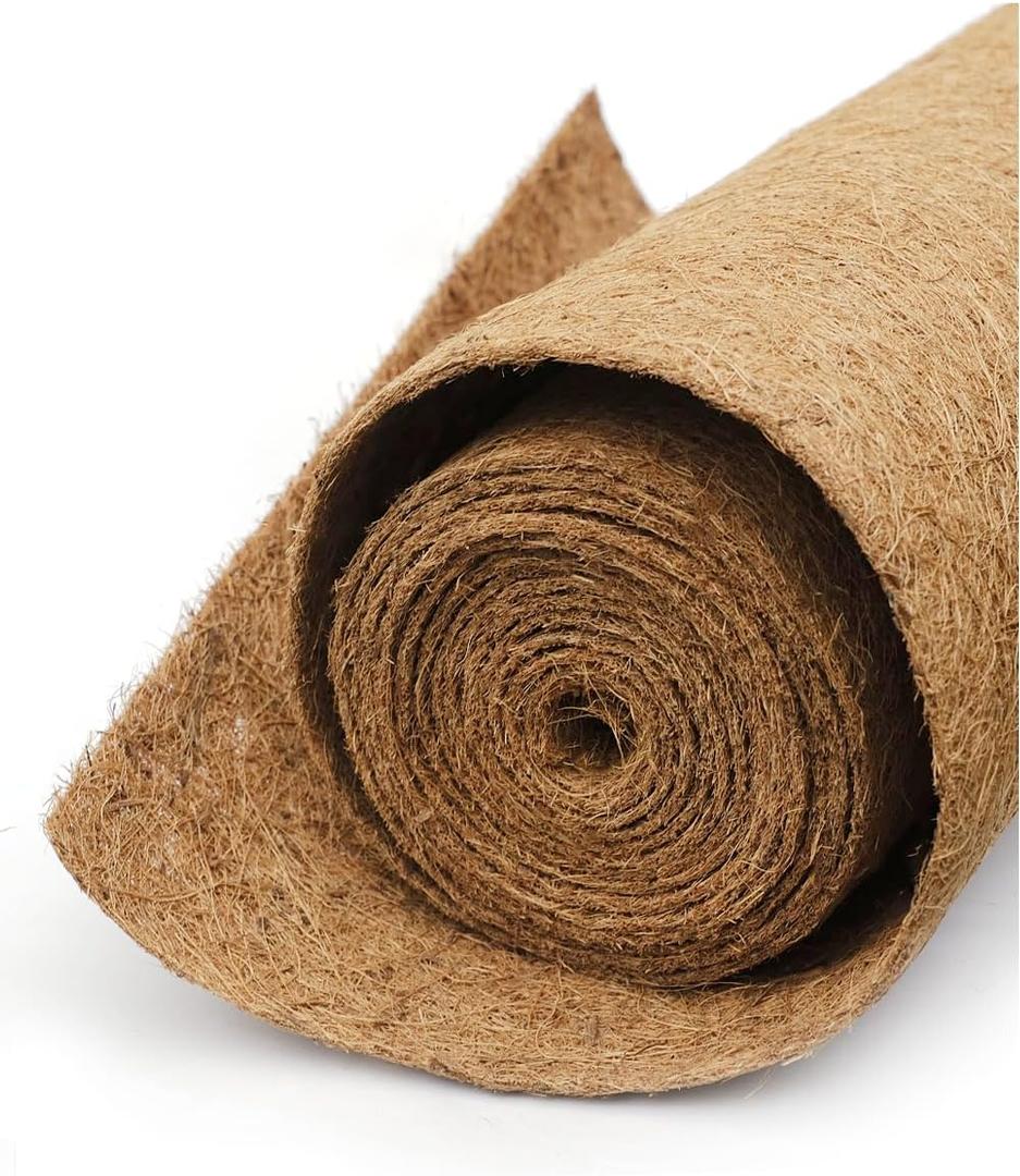 Coco Liner Roll, Extra Large 16x160 inch Natural Coconut Liners for Planter Flower Basket, Natural Coconut Fiber mat, Garden Decoration, Animal pet pad, Reptile Carpet