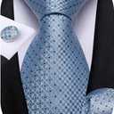 DiBanGu Mens Tie Set Silk Solid Paisley Necktie and Pocket Square Cufflinks Classic Formal Ties for Men Wedding Party