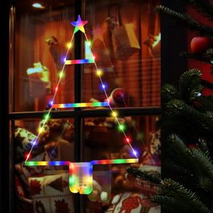 iShabao Christmas Decorations Lights 1.6ft 8 Modes & Timer Battery Lights Xmas LED Mini Tree Light for Window Wall Home Garden Outdoor Indoor Decor (Multicolor)