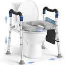 KingPavonini Toilet Seat Risers for Seniors, Raised Toilet Seat with Handles with Adjustable Height & Width, Soft Padded Seat, Elevated Toilet Seat Riser, Load 500lb, Fit Any Toilet