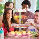 weddingwish 4 Tier LED Cupcake Stand, Clear Acrylic Cupcake Tower with Rechargeable Light, Cupcake Holder for 50 Cupcakes, Cupcake Dessert Display Stand for Parties, Weddings, Birthdays, Baby Shower