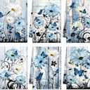 Breling Set of 6 Blue Daisy Kitchen Towel Vintage Themed Dish Towel Bathroom Decorative Rustic Tea Cloths for Kitchen Bathroom Home Cooking Housewarming Gifts, 14 x 21 Inch