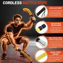 Cordless Battle Ropes with Adjustable Weights Blocks, Portable Ropeless Workout Equipment for Home Gym, Full Body Strength & HIIT Training, Cardio Exercise Rope with Gloves & Storage Bag