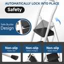 4 Step Ladder, Folding Step Stools with Safe-Lock Design & Handrail, Step Stool Foldable with Anti-Slip Pedal and Feet, Sturdy Steel Ladder for Multi-Purpose, 800lb, White