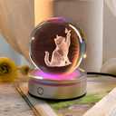 3D Cat Crystal Ball Gifts for Women 80mm Cat Themed Gifts for Girls
