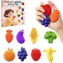 24pcs Various Fruit Shapes Textures Fidget Toys Sensory Stone for KidsTextured Soft Worry Stone for Autism Kids Calming Fidget Stress Toys for Students Anxiety Relief Small Prizes Fidget Toys