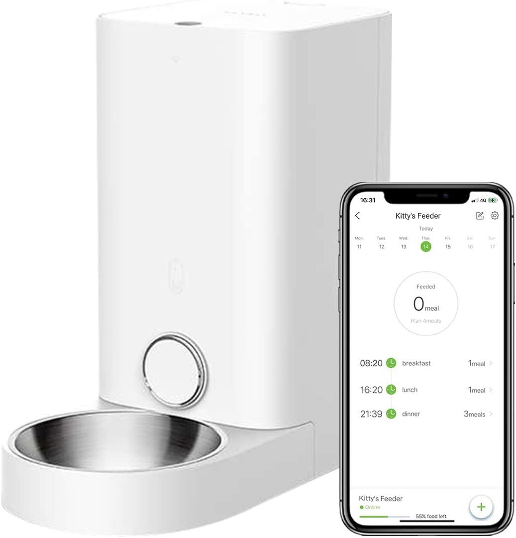PETKIT Automatic Cat Feeder, 2.4GHz WiFi Automatic Pet Feeder for Cats and Dogs Smart Pet Dry Food Dispenser, Up to 10 Meals per Day, Low Food Reminder, App Control