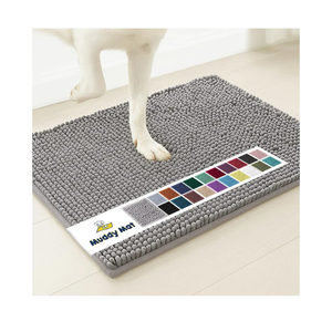 Muddy Mat® Shown on TV – Super Absorbent Microfiber Dog Door Mat for Muddy Paws, Non-Slip Washable Pet Rug, Quick Dry Chenille Entryway Carpet, Machine Washable Indoor Outdoor mat, Grey 30"x19"