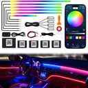 Dreamcolor Acrylic Interior Car LED Strip Lights, 10 in 1 Ambient Lighting Kit with Wireless APP, Dynamic Chasing Music Sync Fiber Optic Lights with DIY Mode, Car Inside Lighting Accessories