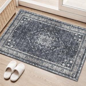 Area Rug for Bedroom Living Room, Washable Non-Slip Foldable Waterproof, Plush Soft for Office Dining Room Kids, Fluffy Easy to Clean, Decor Aesthetic Dark Gray, 2'3'