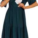 Smallshow Women's Maternity Nursing Dress Ruffle Short Sleeve Breastfeeding Clothes, Medium