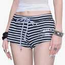 Y2k Striped Micro Shorts Women Whimsical 2000s Grunge Emo Alt Goth Clothes Sexy Mid Rise Leopard Booty Mini Shorts