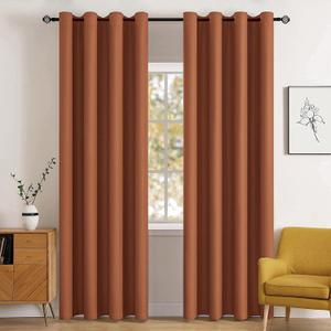 MIULEE Blackout Room Darkening Curtains Thermal Insulated Drapes Solid Window Treatment Set Grommet Top Light Blocking Curtain for Living Room/Bedroom 2 Panels 52 x 84 inch Length Terracotta