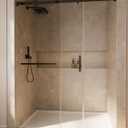 Frameless Sliding Shower Door, 56-60" W x 76" H, Matte Black | Stainless Steel, 1/4" SGCC Tempered Clear Glass with Explosion-Proof Film & Nano Coating Shower Doors for Walk-in Shower
