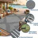 Garvee Waterproof Outdoor Area Rug 9x12 Plastic Reversible Rug for Patio Decor Easy-Cleaning Large Floor Mat for Camping RV Porch Deck Backyard Balcony Picnic Grey White