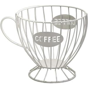 Coffee Pod Holder Large Capacity Coffee Pod Storage Metal Kitchen Countertop Organizer for Home Office White (Cup Shape)