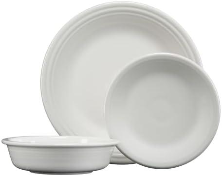 Fiesta® Classic Rim 3-Piece Dinnerware Set – Durable Ceramic, Lead-Free, Dishwasher/Microwave/Oven Safe – Made in USA Dinnerware - Beige