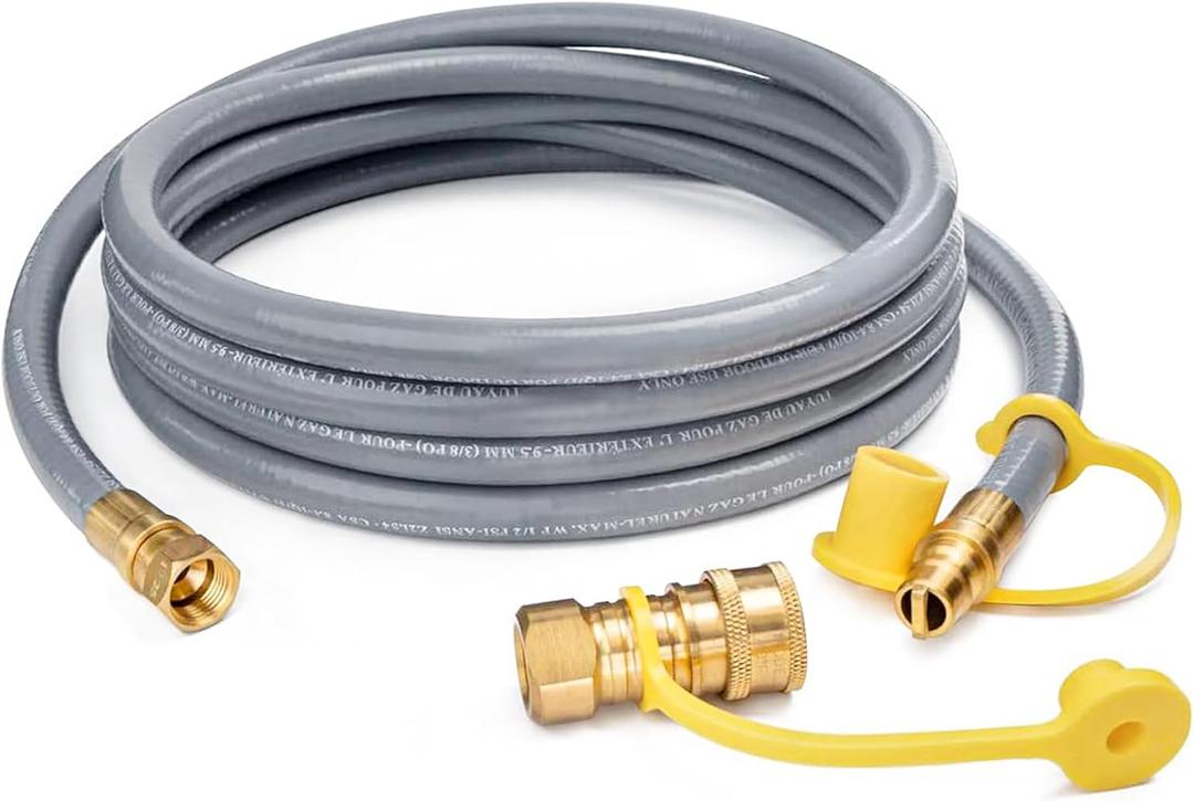 GASPRO 12 Feet 1/2" ID Natural Gas Hose, Low Pressure LPG Hose with Quick Connect, for Weber, Char-broil, Pizza Oven, Patio Heater and More