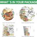 APOWBLS Storybook Baby Shower Decorations Supplies - A New Chapter Will Soon Begin Book Theme Party Decorations, Plate, Cup, Napkin, Tablecloth, Cutlery, Library Reading Book Club Decoration, Serve 24