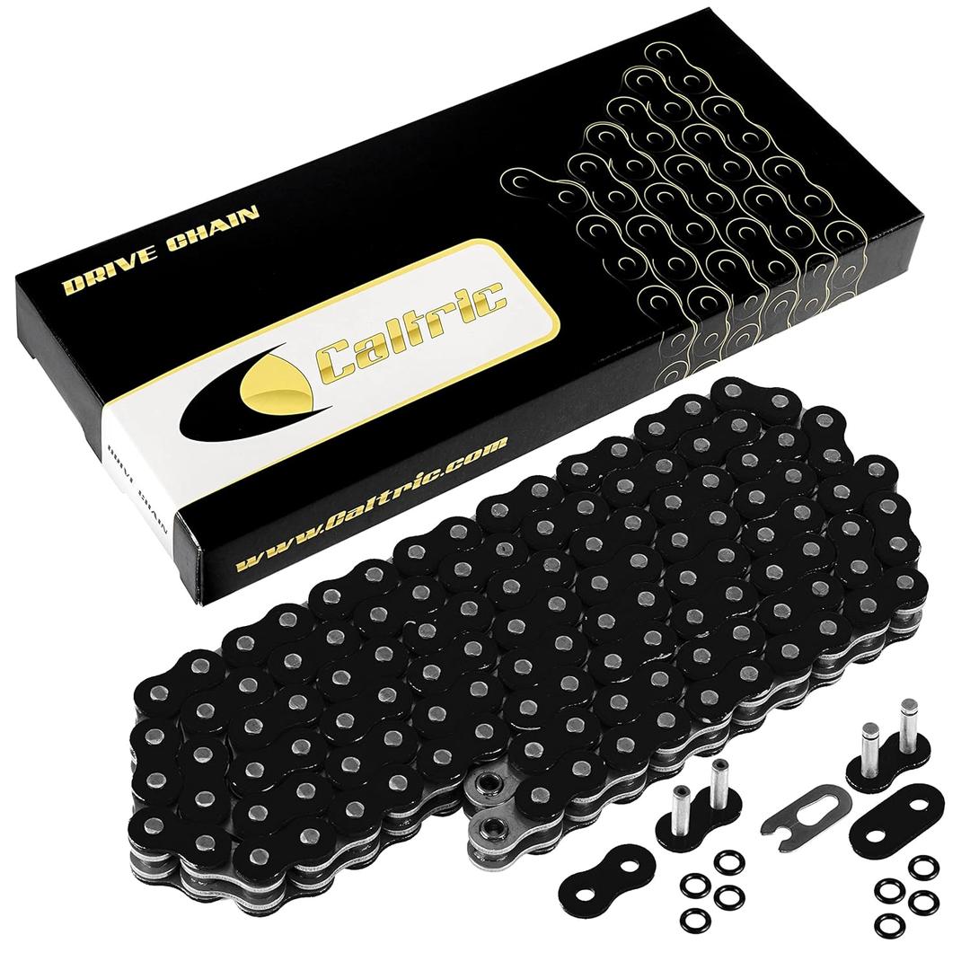 Caltric Black 520-Pitch 120-Links O-Ring Drive Chain Compatible with ATV/UTV/Quad/Side X Side/Motorcycle/Dirtbike/with Rivet and Clip on Master Links