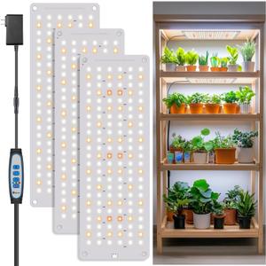 Grow Light, Full Spectrum Under Cabinet Plant Lights for Indoor Growing Seedling 3 Panels, Large Area Illumination 414 LEDs Lightweight Grow Lamp with UL Adaptor 16 Hour Timer