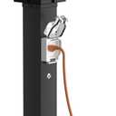 Outdoor Lamp Post with Outlet, Retro Outside Pole Lights for Yard, Soptted Black Aluminum Outdoor Post Light with Ribbed Glass, Street Pole Lamp for Garden Patio Pathway (40''H, 1 pc)