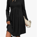 OFEEFAN Long Sleeve Dress for Women Crew Neck Empire Waist Tunic Dress with Pockets, Large