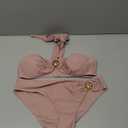 SOLY HUX Women's Halter Bikini Set Ring Linked Bathing Suit Summer Beach Two Piece Swimsuit Pure Pink Large