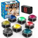 Buzzers for Trivia Games, Rechargeable Answer Buzzers for Classroom with Light, Show Who Buzzed First, 4 Modes, 50m(164Ft)-Buzzer System for Game Show, School, Jeopardy, Family Feud Night (8 Color)
