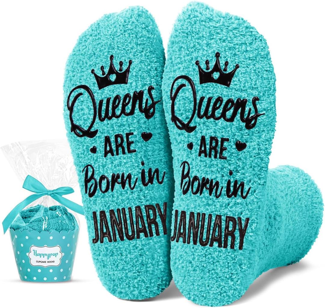 HAPPYPOP Women Queen Birth Month Socks - Month Birthday Gifts, Socks for Her Female in Green