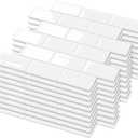 Joysticky 10-Sheet Peel and Stick Backsplash, 12" * 12" Laser Crystal Texture Stick on Tiles Backsplash for Kitchen & BathroomThicker Design Peel and Stick Wall Tiles (White)