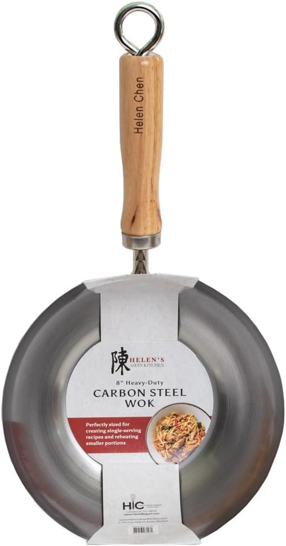 Helen's Asian Kitchen Wok, Carbon Steel, 8-Inch, for Single-Serve or Smaller Portions