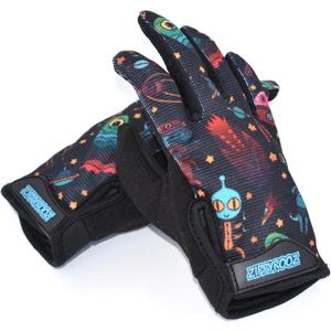 ZippyRooz Toddler & Little Kids Full Long Finger Bike Gloves (Little Kids XL (7-8), Aliens)