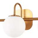 Modern Bathroom Vanity Light Fixtures 3 Lights Brushed Brass Frame and Milk White Glass Globe Shade Modern Wall Sconce Lighting Bath Vanity Lights Bar Over Mirror (Exclude G9 Bulb)