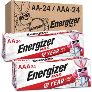 Energizer AA and AAA Batteries, 48 Count, Combo Pack Contains 24 Max Double A and 24 Max Triple A Batteries