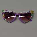 YOGFIT Mardi Gras Beads Sunglasses for Women Men, Mardi Gras Party Outfit Accessories Heart Sunglasses for Women 