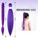 26Inch Long Purple Hair Extensions for Braids, Pre Stretched Synthetic Purple Braiding Hair Extensions for K-POP, Braiding Hairs Wig for Dress Up Party Cosplay Birthday Halloween Costume Wig
