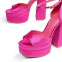 DREAM PAIRS High Heels Chunky Block Platform Heels for Women Ankle Strap Sexy Open Square Toe Heels Dressy Pumps Sandals 9