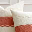 Woaboy Set of 2 Rust Orange Boho Decorative Throw Pillow Covers 12x20 Inch Lumbar Farmhouse Cotton Cushions Modern Home Decor for Livingroom Bedroom Couch Bed Sofa Chair