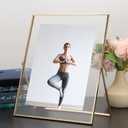 Gold 8x10'' Floating Frame Set of 2,For Photo Sizes( 5x7'',6x8'',7x9''),Beautiful Metal Beaded Edge Frames Adjustable Tabletop/Shelf Photo Frame,Classy Gift Choice for Wedding, 8x10''For 7x9''2PK