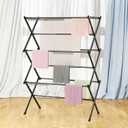 3 Tier Clothes Drying Rack, Foldable Drying Rack Clothing,Indoor & Outdoor Laundry Rack for Drying Clothes,Space-Saving Design,Small Collapsible Portable Dryer Racks for Laundry,Pure Black
