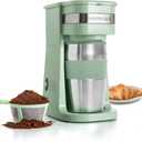 Mixpresso Green Personal Single Serve Coffee Maker with 14oz Travel Mug, Drip Small Coffee Maker with Auto Shut Off, Reusable Filter, Works with Ground Coffee Only Not for K-Cup Pods
