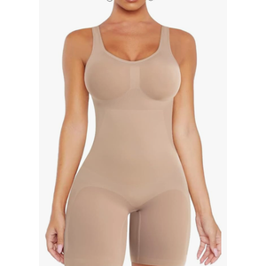 VVX Shorts Bodysuit for Women Tummy Control Shapewear Seamless Sexy Butt Lifting Workout Bodycon One Piece Short Jumpsuit Beige M-L