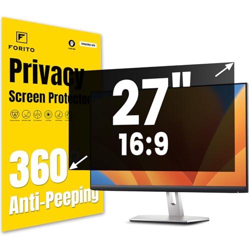 F FORITO 27 Inch 16:9 360°Privacy Screen Protector for Computer Monitor, Removable Eye Protection Anti Blue Light Anti Glare Computer Screen Privacy Shield for All 27" Widescreen Monitors