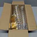 DI QIU REN 120 Pcs 5oz Dessert Cups with Gold Rim and Golden Spoon, Plastic Dessert Parfait Cup Clear Appetizer Pudding Cup, Round Serving Goblet Cups Shot Glasse (Round Goblet with Gold Rim-60Pack)