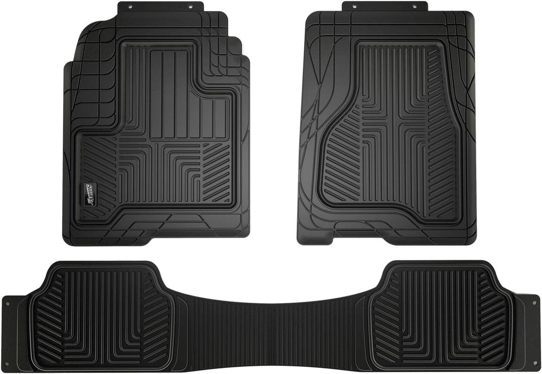 SmartFit Truck Floor Protector, Universal Floor Mats for Trucks, All-Season & Heavy-Duty Mats, Trim to Fit for Full Coverage, Premium Quality and Easy to Clean, Black (3-Piece)