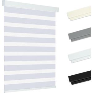 Allesin zen Cordless Zebra Blinds 27" W x 48" H White, Dual Layer Day and Night Shades, Room Darkening Blackout & UV Protection, Child & Pet Safe, Easy Install, Home Office Window Treatment