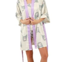 Bioworld Juniors Kuromi Sleepwear Set: Robe, Cami, and Sleep Shorts - XXL Multicolored